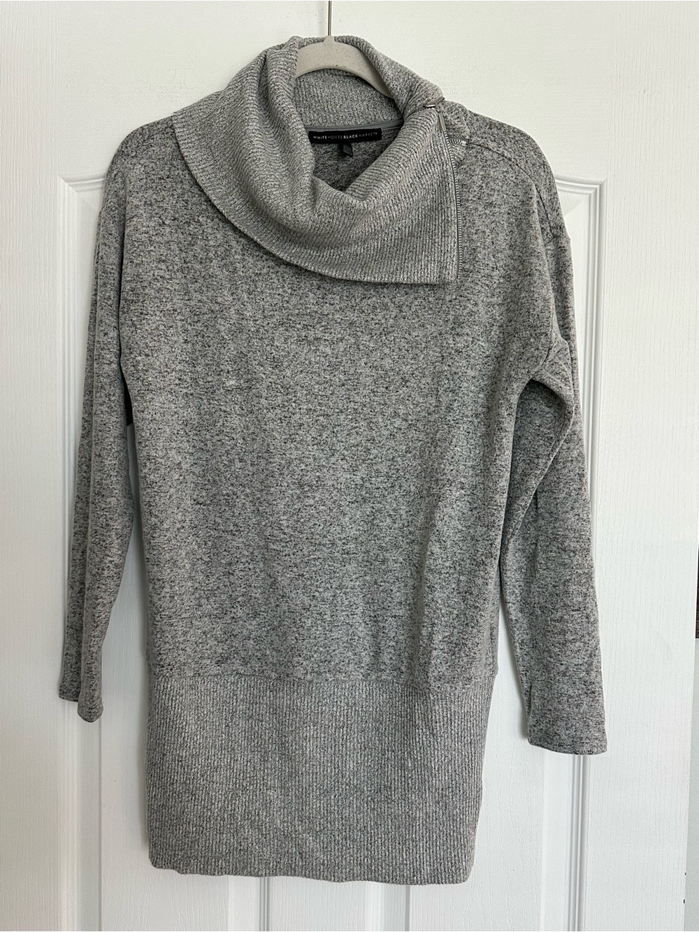 White House Black Market NWOT Zipper Neck Gray Cowl Neck Sweater!